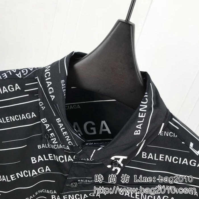 Balenciag@ 19ss秋冬新款襯衣 全身印花logo 定制絲光混紡面料 高版本情侶款 ydi2364